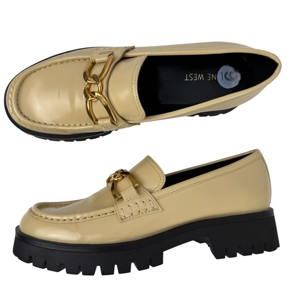 Nine West Womens Gemay 3 Patent Slip On Loafer Heels Shoes Comfort Neutral SZ 9M - Picture 16 of 16